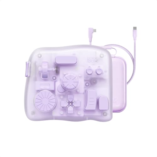 TOUR BOX Elite Plus All-in-Creative Controller, Bluetooth Keyboard for Photo & Video Editing, Color Grading, Illustration, Works with Procreate, Adobe & Davinci, Cable Bag Included (Aurora Violet)