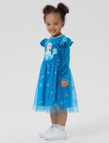 Image of Disney Girls' Tulle Tutu Dress Birthday Party Outfit Baby /Toddler | Officially Licensed, Frozen Elsa, Minnie, Princess, Velvet Top with Belt, Multi-Layer Mesh Skirt, Ruffle Long Sleeve Clothes