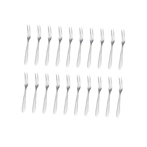 SOLUSTRE 20Pcs Mini Stainless Steel Fruit Forks Reusable Cocktail Forks for Cake Pastry Salad Appetizers Kitchen Gadget for Home Restaurant and Bar Use