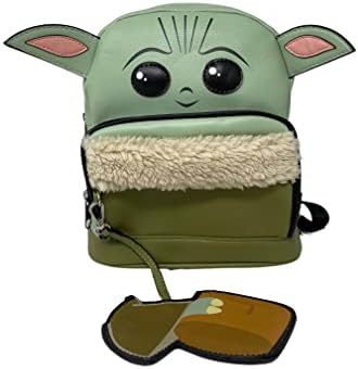 U.P.D., Inc. Star Wars The Child with Yoda Ears Mini Deluxe Backpack - Leather Bag with Front Pocket and Keychain, Perfect Backpack for Teens and Kids - 10 Inch
