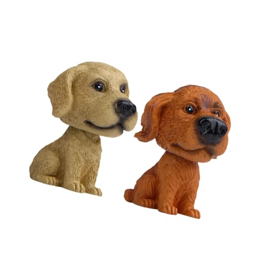 BESPORTBLE Figurines à Tête Branlante Chien Lot De 2, Statues en Résine Artisanales, Décoration Intérieure Voiture, Accessoires Créatifs pour Tableaux De Bord, Présent Femmes Amoureux des Chiens