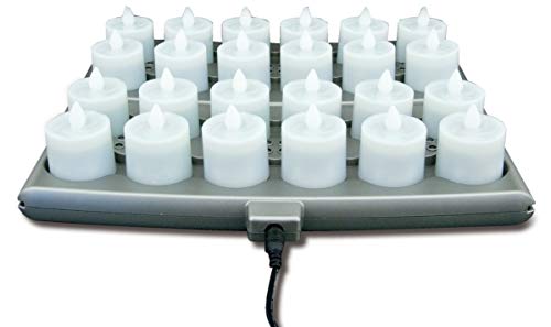 Hollowick&reg; Platinum+&trade; Flameless Rechargeable Set: (24) Amber LED Candles, (2) Charging Trays, (1) Power Supply