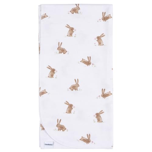 Image of Gerber Unisex Baby 100% Cotton Flannel Receiving Blankets 30x30 Inches (Pack of 4), Retro Floral, One Size