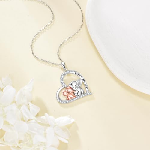 Image of Heart Necklace 925 Sterling Silver Animal Pendant Cute Heart Jewelry Gifts for Women Animal Lover