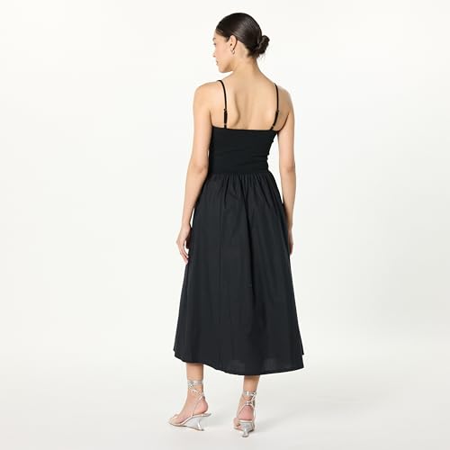 Image of The Drop Womens Robyn Mixed Media Spaghetti Strap Midi Dress