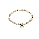 UNO de 50 Pulsera De Bolitas En Aleación De Metales Bañado En Oro De 18 K.