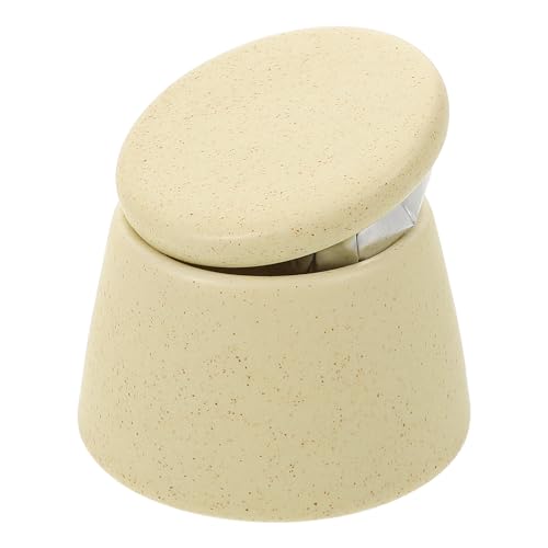Vaso cerámico limpiador para uñas con tapa verde Matcha miniatura 1