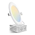 Amico 1 Pack 6 Inch 5CCT Ultra-Thin LED Recessed Ceiling Light with Junction Box, 2700K/3000K/4000K/5000K/6000K Selectable, 12W Eqv 110W, Dimmable Can-Killer Downlight, 1000LM High Brightness