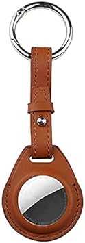 Brand Affairs Genuine Leather Protective Case Compatible for AirTags Tracker with Keychain Holder (Brown)