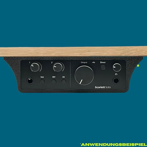 MECHONIX Halterung für Focusrite Scarlett Solo 4. Gen / 4th Generation – Tischhalterung Untertisch-Halterung & Mount für Audio Interface – Einfache Montage (Schwarz, Kunststoff)