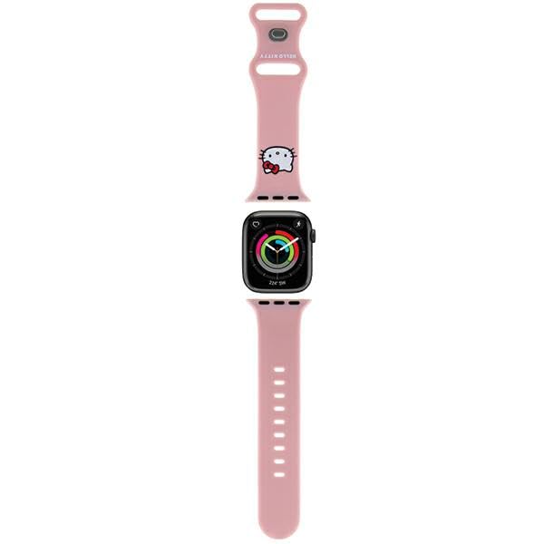 CG MOBILE Hello Kitty HKAWMSCHBLP Bracelet de montre pour Apple Watch 38/40/41 mm Rose Motif tête de Kitty en silicone