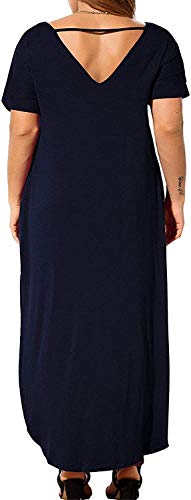 Image of Kancystore Women's Plus Size Dresses Summer Casual Loose Pocket Short Sleeve Slits Long Maxi Dress XL-5X