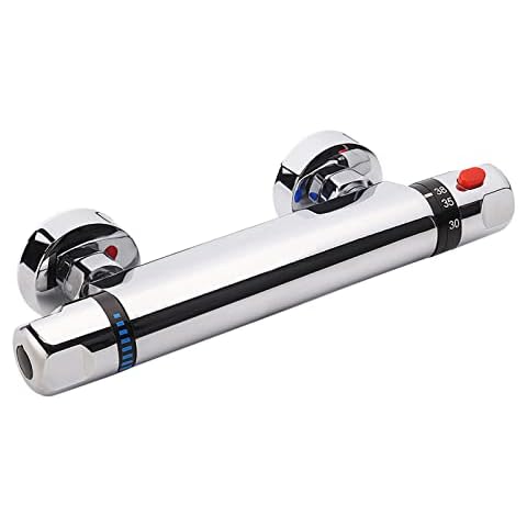 Chrome Thermostatic Shower Mixer, Uten Wall Mounted Shower Mixer Valve Anti Scald Tap, Hot & Cold Water Mixer Intelligent Constant Temperature Cover