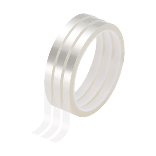 Image of HARFINGTON 3 Rolls High Temperature Masking Tape 1 /4 inch x108ft(6mmx33m) 0.05mm Thick PET Film Silicone Adhesive Heat Resistant Tapes for Heat Press Anodizing Circuit Board, Transparent