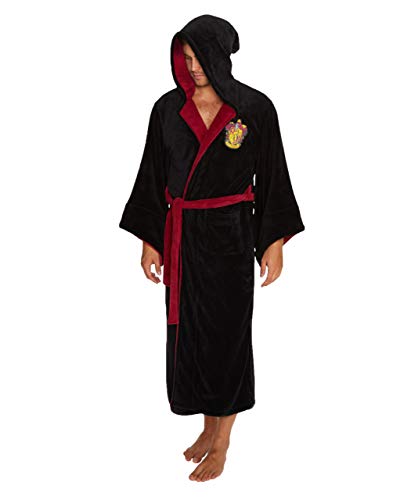 Harry Potter Gryffindor Hooded Bathrobe for Men/Women | Soft Plush Spa Robe for Adults | Lightweight Fleece Shower Robe With Belted Tie | One Size Fits Most Adults