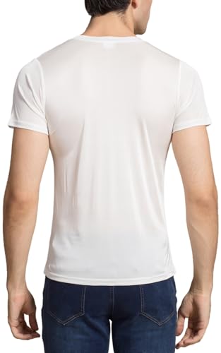 Mens Mulberry Silk T Shirt V Neck TEE Shirts Short Sleeve Undershirt Lightweight Knit Silk Workout Shirts Blouse Tops4