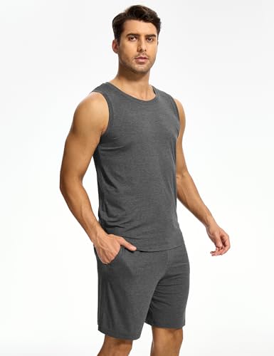 GYS Bamboo Viscose Men's Pajama Sets Tank Tops with Shorts 2 Pieces Men Loungewear Sets4