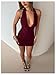 Milumia Women's Floral Lace Halter Mini Dress Sexy Deep V Neck Bodycon Party Club Dresses Burgundy Medium
