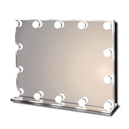 Star Vision Espejo de Maquillaje Iluminado con Luces LED Brillantes, Espejo cosmético de tocador de sin Marco y luz con 14 Bombillas Regulables, múltiples Modos de Color, Grande