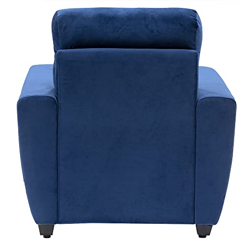 Image of Wakefit Sofa Set | 3 Year Warranty | Sofa 1 Seater, 1 Seater Sofa for Living Room, Wooden Sofa Set, Sofa Set Single Seater - Belize(Fabric-Velvet : Blue)