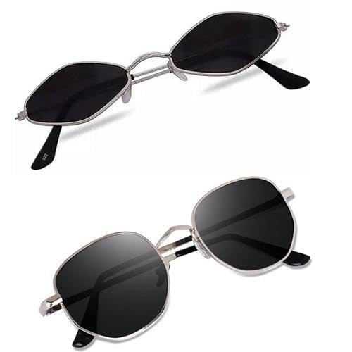 Image of IFLASH Small Octagonal & Diamond Shape Polarized Sunglasses for Women Men Classic Retro Metal Frame Polygon Sun Glasses UV400 Protection