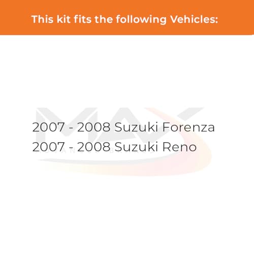 Image of Max Advanced Brakes Front & Rear Brake Kit Compatible With 2007 2008 Suzuki Forenza Reno Replacement Drilled Slotted Black Coated Disc Brake Rotors and Ceramic Brake Pads