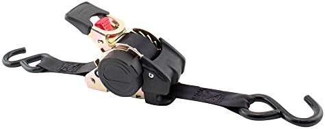 Erickson 34415 Pro Series Black Retractable Ratcheting Tie-Down Strap (Pack of 2, 1" x 10')