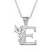 Disney "Tinkerbell" E Initial Silver Pendant Necklace, 18"
