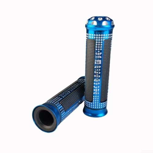 Puños de manillar de motocicleta diseñados con goma para un rendimiento de agarre y manejo consistente en diferentes entornos climáticos (azul)