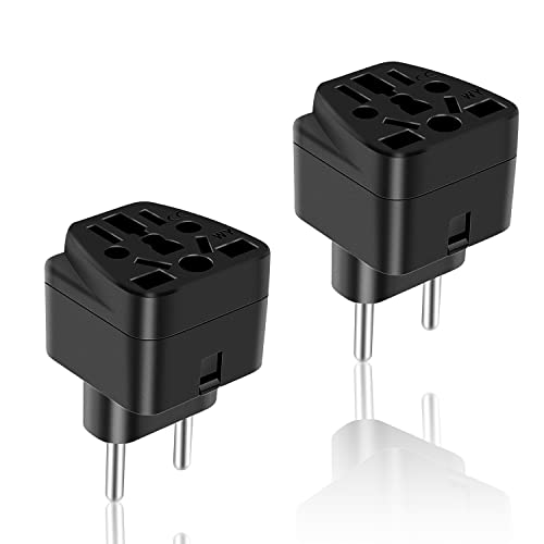 Adaptateur de Voyage Universel, CHSEROK 2 Pièces Adaptateur Universel, Européen Adaptateur Voyage, 220V, 10A 16A, Compact et Léger pour Le Voyage Cover