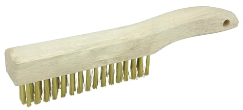 Image of Weiler 44119 0.006 inch Wire Size, 5 inch Brush Length, 10 inch X 1-1 /8 inch Block Size, 4 x 18 No. of Rows, Brass Bristles, Hardwood Block, Plater's Scratch Brush, Made in the USA (Pack of 12)