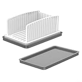 Filteilect Cortador de pan ajustable con bandeja para migas para 3 ajustes de grosor para rebanadas uniformes, se adapta a panes de hasta 6.7 pulgadas de ancho, plástico PP apto para lavavajillas