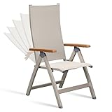 Sunairsz Adjustable Folding Chair, Indoor & Outdoor Balcony, Patio Porch, Garden Lawn, Pool, for Comfortable Foldable Chairs, Portable Cozy Recliner, Metal Frame with Teak armrest, Durable