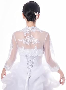 deine-Brautmode Bolero Bolero Bolero bruiloft bruid bruiloftsjas bolero jas 3/4 mouw satijn, wit, 46