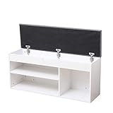 ✔ Zapatero de Madera Resistente - el gabinete para zapatos de pasillo de madera laminada gruesa de alta calidad (15 mm), construcción bien hecha, proporciona un uso a largo plazo. El zapatero con banco viene con un cojín de PU y le brinda una experiencia cómoda para sentarse.