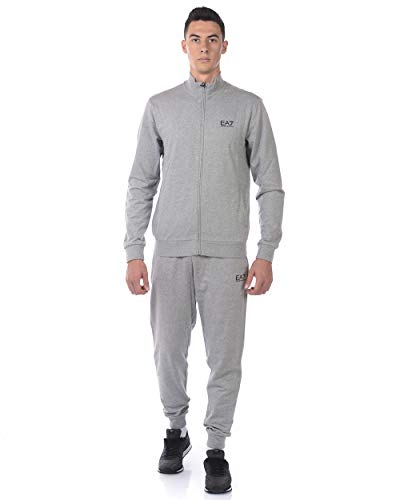 Emporio Armani EA7 Funnel Neck Zip Grey Cotton Tracksuit L Grey