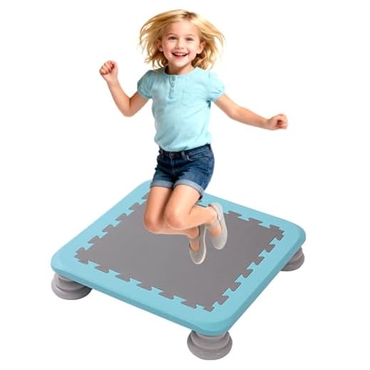 Sensory Trampoline for Autism Kids Indoor, 25 Inch Square Leaps and Rebounds Trampoline, Bouncing Board with Non-Slip Base, Mini Trampolines Bounce Board Jumping Toys, Max Loaded 165 lbs, Blue