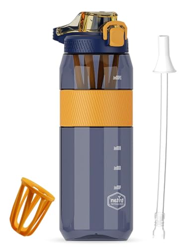 Image of inchXmart India 1600ml Water Bottle with Straw & Fruit Infuser | BPA-Free Tritan, Large Reusable Sports Bottle for Gym, Fitness, Outdoor, Camping | Motivational Gallon Water Jug for Men & Women
