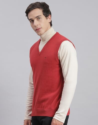 Image of Monte Carlo Off White Solid V Neck Sweater | Warm Woolen Pullover for Men | Soft Comfortable Knitted Winter Wear Sweater for Men's