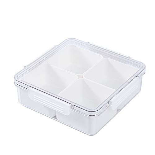 Greentainer Snack Schalen Dish mit Deckel |Servierplatte Set mit 5 Schalen- Wiederverwendbar Servierschalen & Auslaufsicher Serving Tray-Quadrat Snack Teller für Veggie Obst Candy Gemüse| Weiß Cover