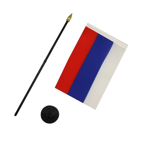 AZ FLAG - Tischflagge Russland - 15x10 cm Goldene Splitze - Russische Tischfahne 10 x 15 Cm - Flaggen