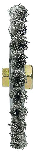 Image of Weiler 79814 6 inch Dually Filler Pass Weld Cleaning Brush, .023 inch Stainless Fill, 5 /8 inch-11UNC Double-Hex Nut, Made in the USA (Pack of 5)