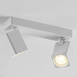 CGC White Twin Two Double Square Cube Rectangle Surface Mount Spotlight Adjustable Head Ceiling Downlight Spot Down Light Lounge Living Room Dining Room Bedroom