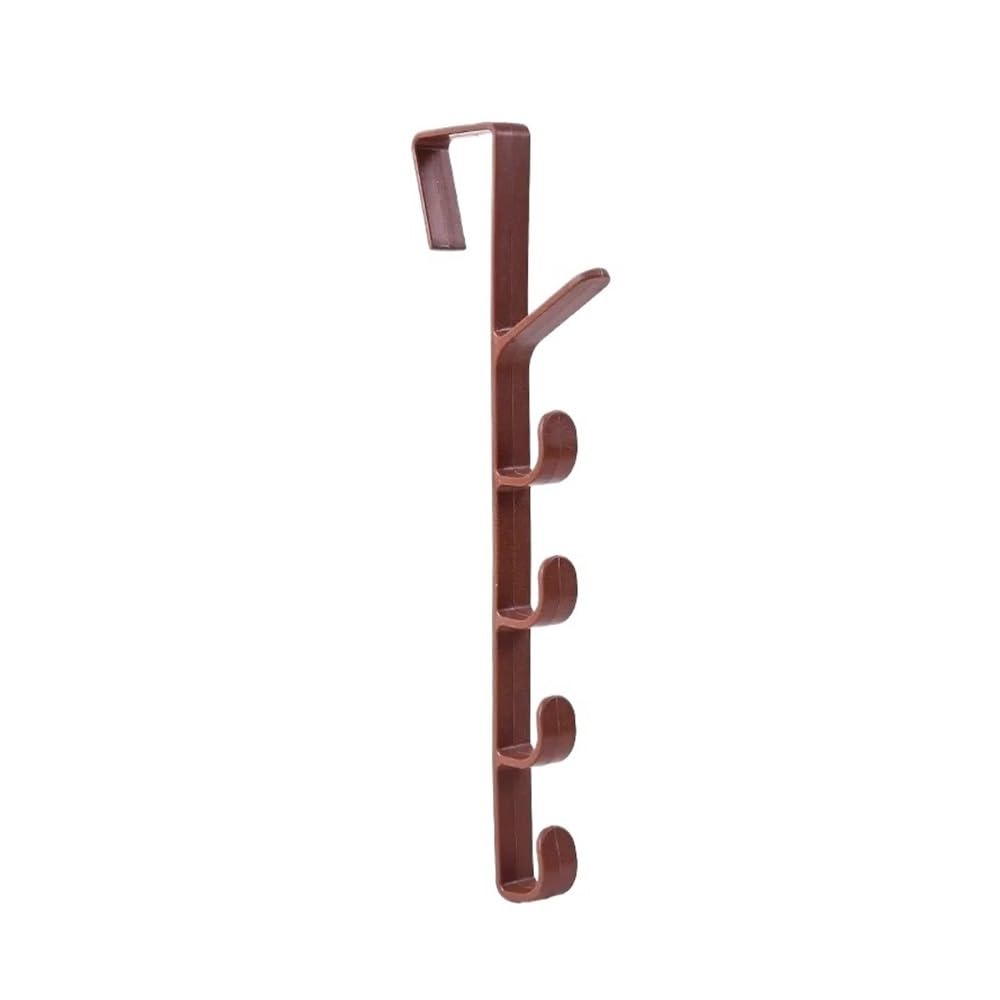 SUNRRAFCK 2pcs Behind The Door Coat Hook Hanger The Cabinet Wardrobe Dormitory Storage Rack(Brown)