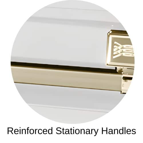 Titan Casket Atlas Xl Series Steel Casket (28", White And Gold) Handcrafted Oversize Funeral Casket - White & Gold Finish With White Crepe Interior #TOP4