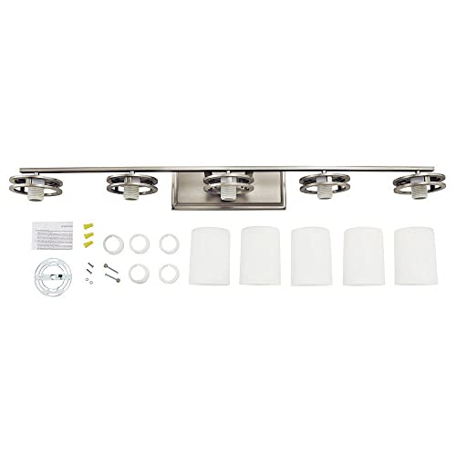 Image of Kichler Hendrik 43 inch 5 Light Vanity Light with Satin Etched Cased Opal Chrome