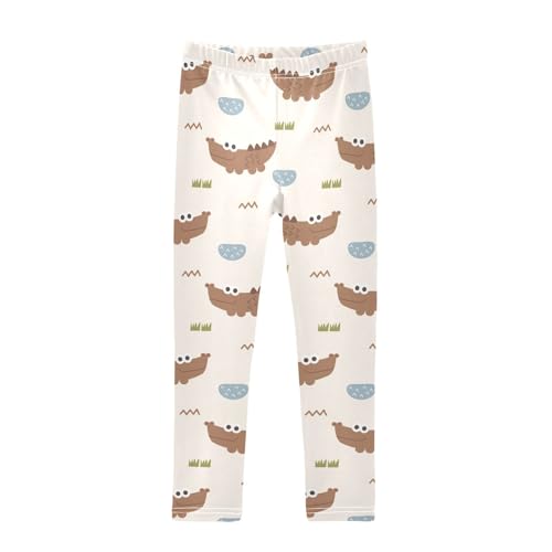 Cartoon Crocodile Girls Leggings,Workout Leggings for Girls Toddler Athletic Legging Size for 3-10T