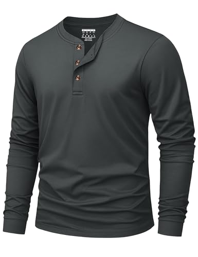 KEFITEVD Chemise Homme Printemps Automne T-Shirt Manches Longues Homme en Coton Léger Tshirt Basiques, Gris Foncé, XL