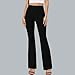 ZEFOTIM Flare Sweatpants Women Straight Leg Elastic Waist Stretchy Trendy Vacation Dress with Pocket Spring Going Out Outfits Trousers Black Business High Waisted Dress Cropped Pants Women Black S
