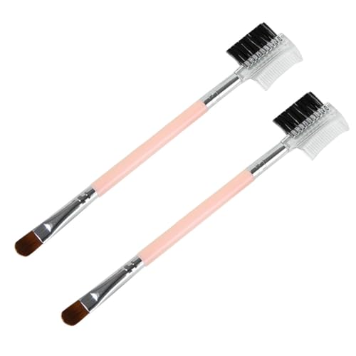 Zerodeko Pennelli a Doppio per Sopracciglia e Occhi 2 Pezzi Set Piccolo Leggero Setole in Nylon per Make-Up Naturale e Uniforme, Strumenti Cosmetici Portatili per Donne e Ragazze